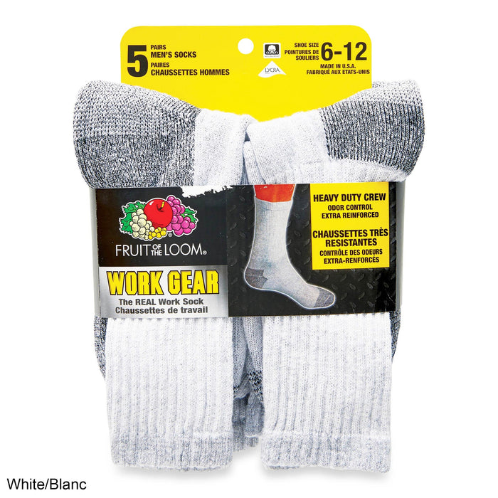 Fruit of the Loom Men's Work Gear Crew Socks 5pk. - 6-12