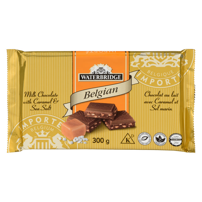 Waterbridge Belgian Milk Chocolate with Caramel & Sea Salt, 300g