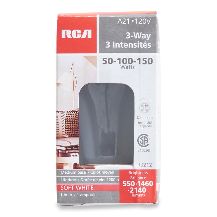 RCA 3-Way Dimmable Light Bulb, Soft White