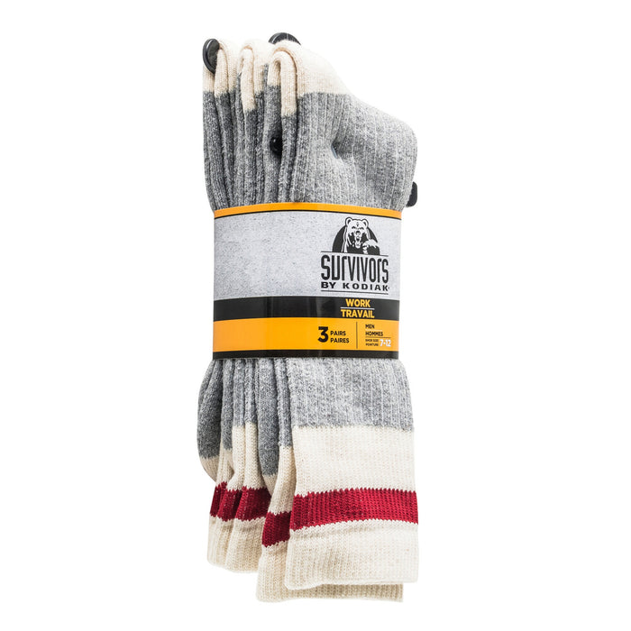 Kodiak Men's Survivors Work Ribbed Cuff Socks, 7 to 12, 3-Pack