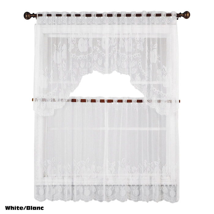 Ensemble de rideaux de cuisine en dentelle HomeStyles - 3 pièces