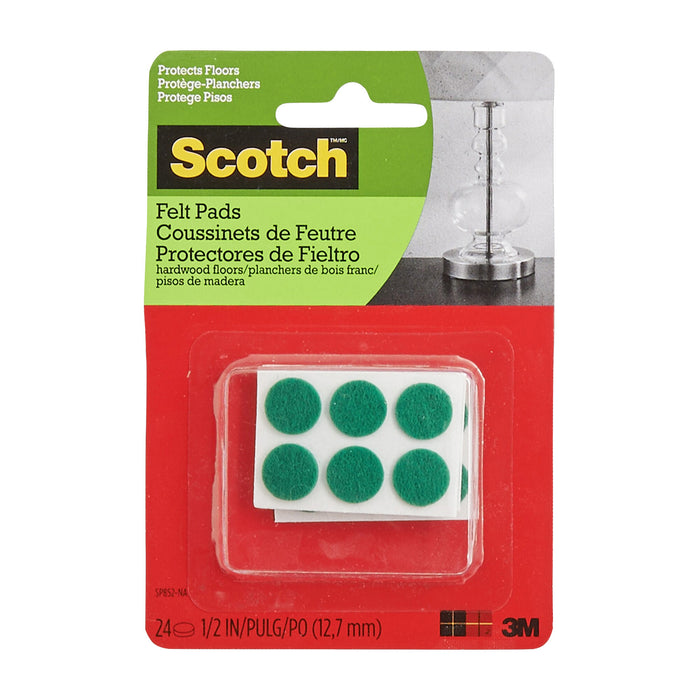 Scotch Round Green Felt Pads, 24-Pack