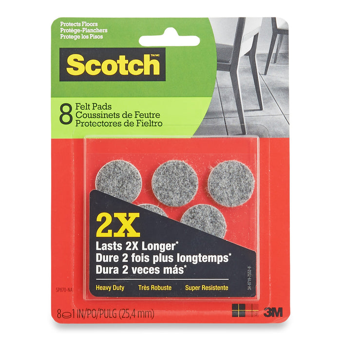 Scotch Round Brown Felt Pads, 8-Pack