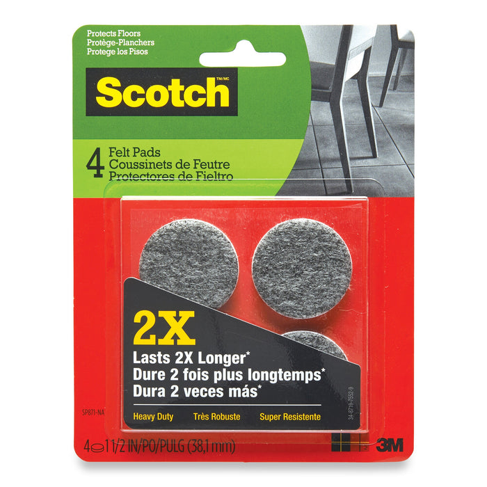 Scotch Round Brown Felt Pads, 4-Pack