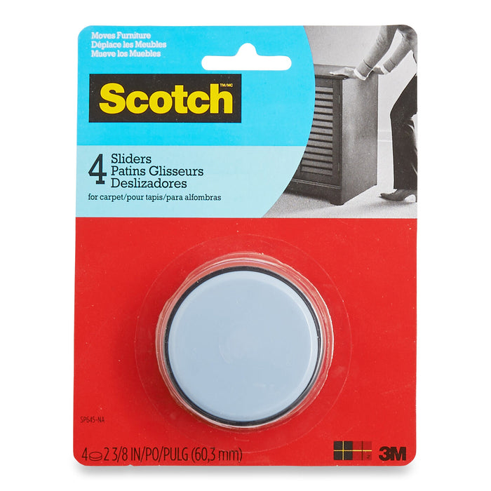 Scotch Round Sliders for Carpet, 60.3-mm, White, 4-Pack