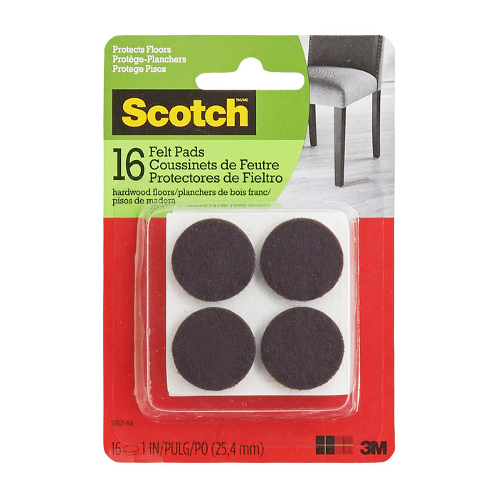 Coussinets de feutre ronds Scotch, brun  emb. de 16