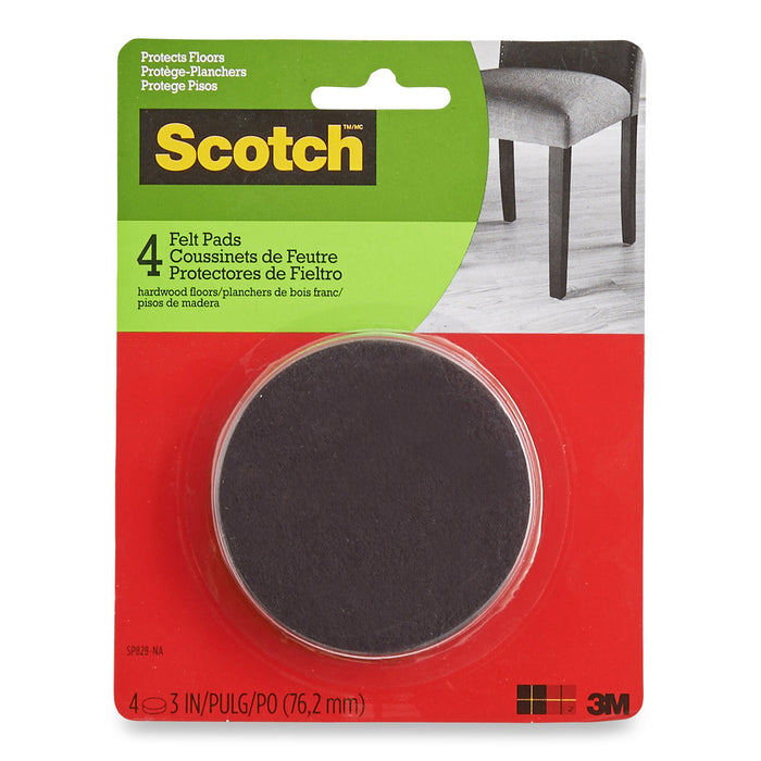 Coussinets de feutre ronds Scotch, brun - emb. de 4