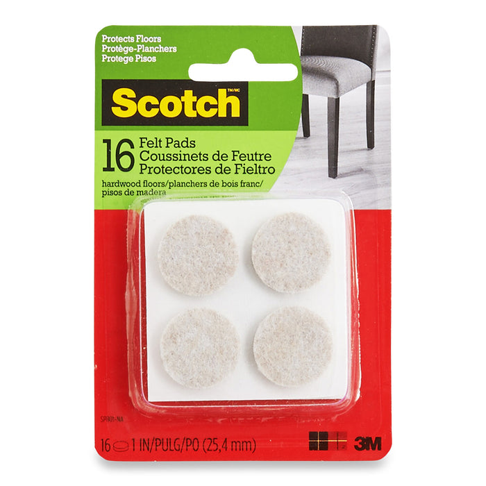 Coussinets de feutre ronds Scotch, beige  emb. de 16