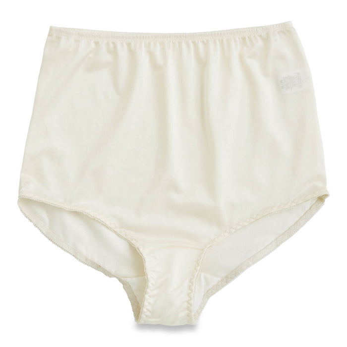Classic Editions Women's High-Rise Antron Brief with Elasticized Waistband, Ivory