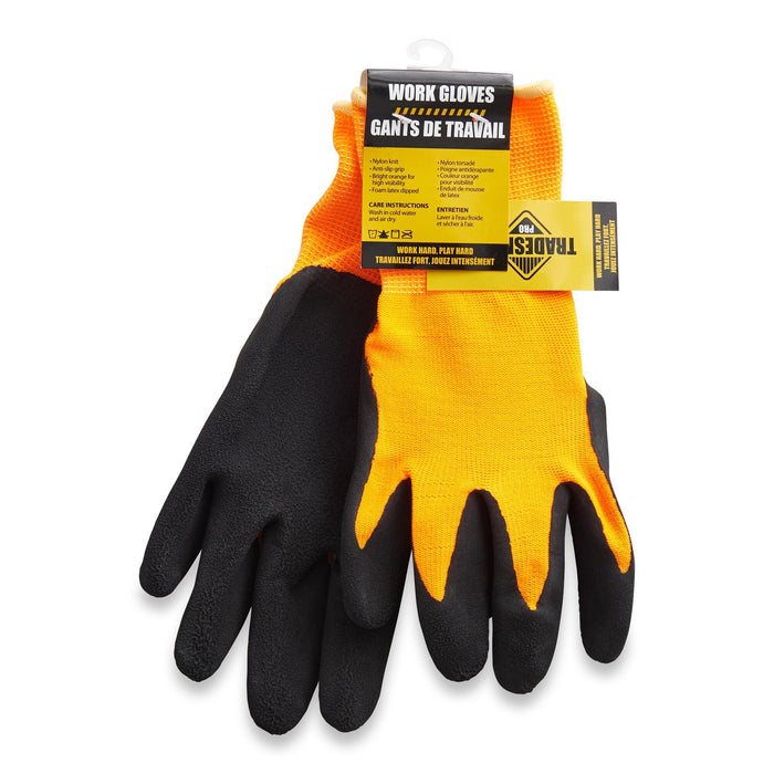 Tradesmax Pro Men's Orange Premium Latex Grip Work Gloves - S-XXL