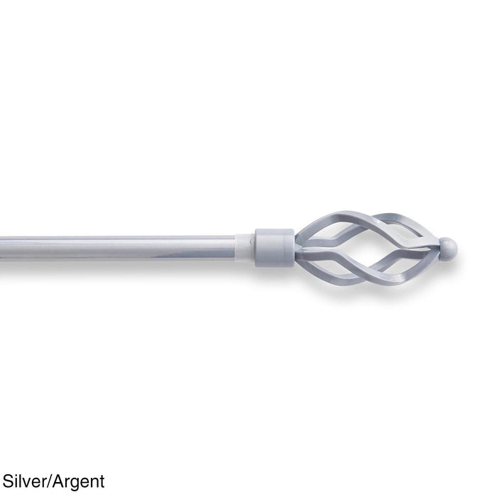 Tringle à rideaux extensible HomeStyles de 48 po à 86 po avec fleuron décoratif, argent