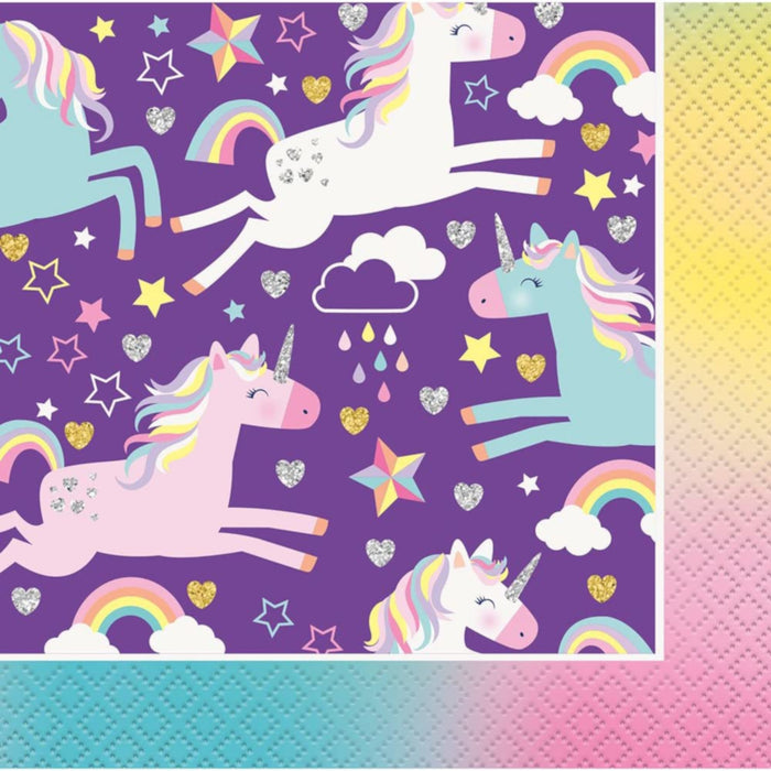 Petites serviettes en papier à motif de licorne, emb. de 16