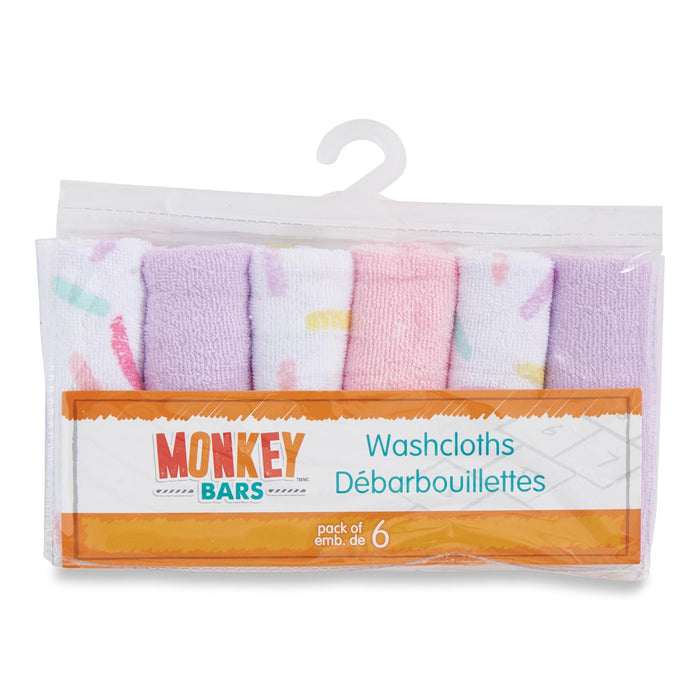 Monkey Bars Infant Soft Washcloths, 30-in x 30-in, Pink, 6-Pack