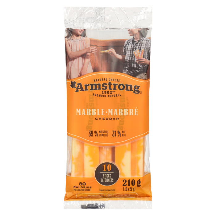 Armstrong Marble Cheddar Cheese Sticks 31 % M.F. 10-Pack, 210g