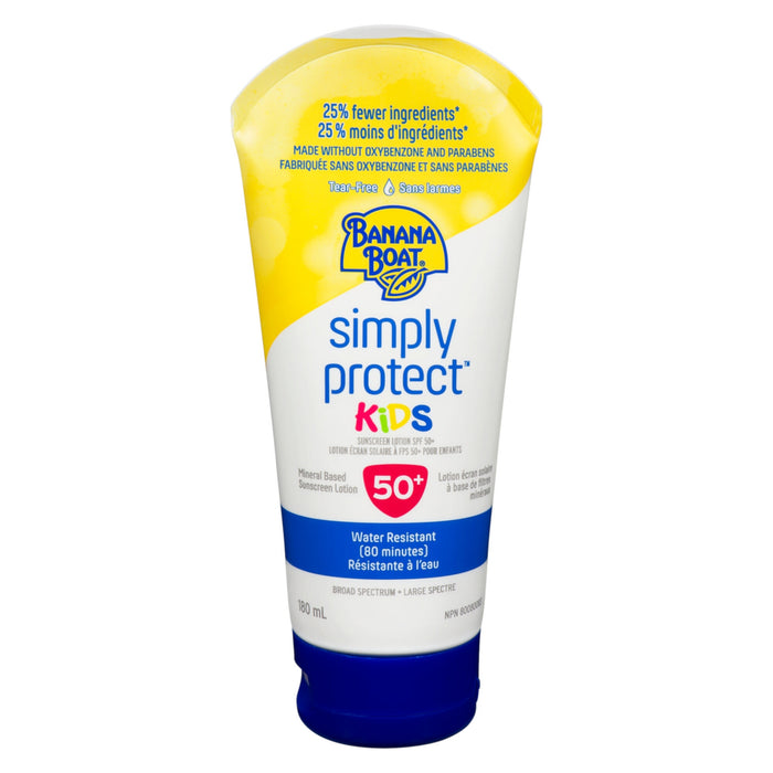 Lotion écran solaire Banana Boat Simply Protect pour enfants FPS 50+ - 150 g