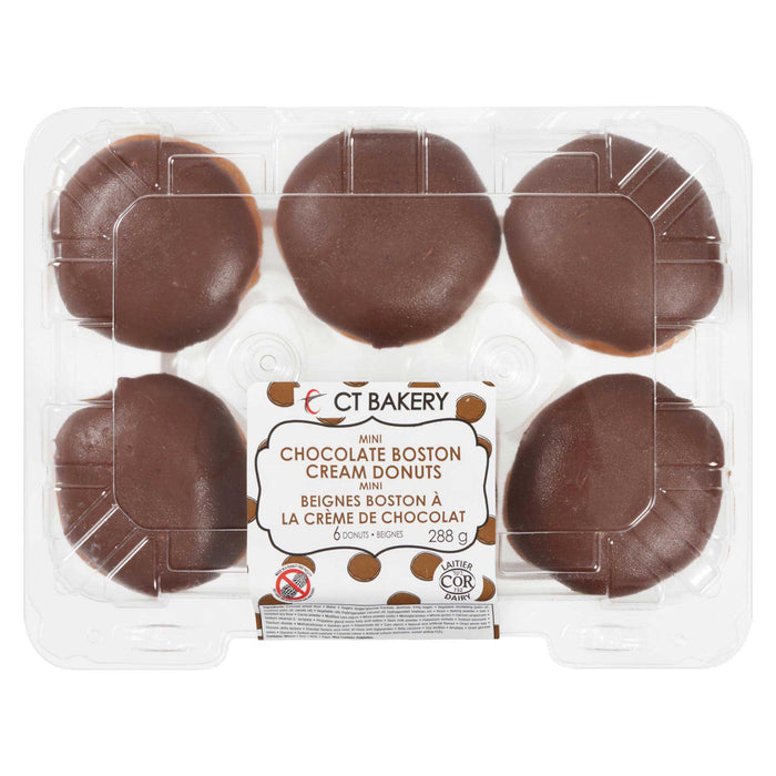 CT Bakery Mini Chocolate Boston Cream Donuts, 6-Pack, 288-g
