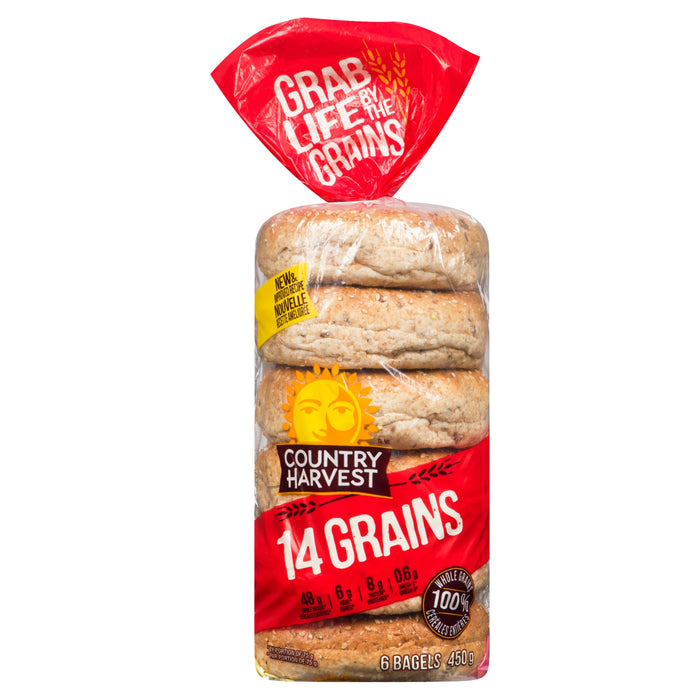 Bagels 14 grains Country Harvest en emballage de 6 - 450 g