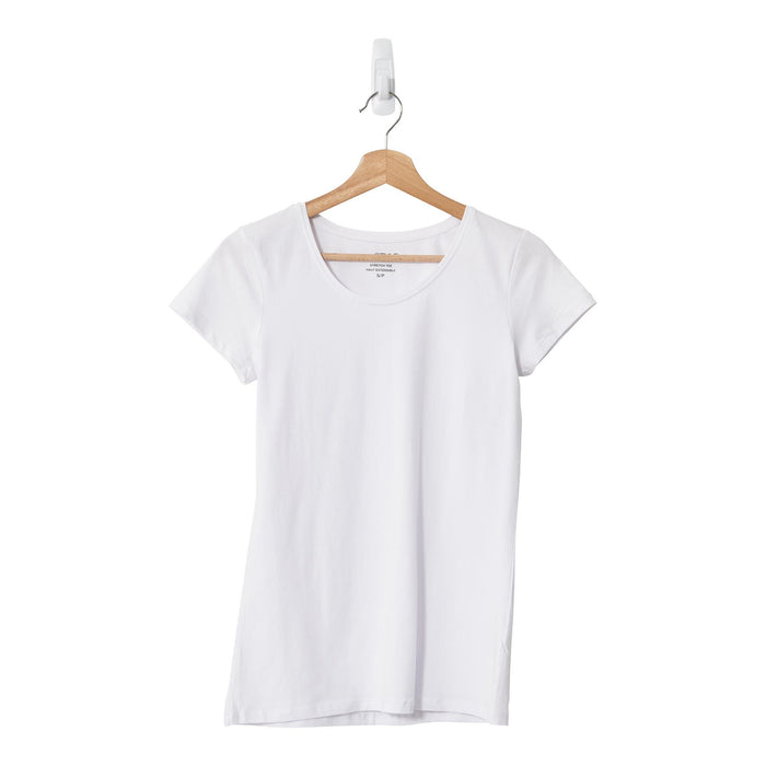 mySTYLE Women's Short Sleeve Stretch Scoop Neck T-Shirt, White
