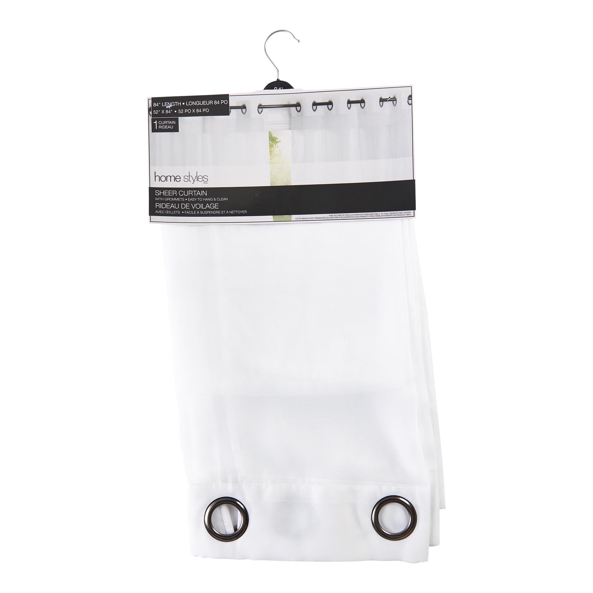 HomeStyles Polyster Sheer Curtain Panel with Grommets, 96in, White, 1