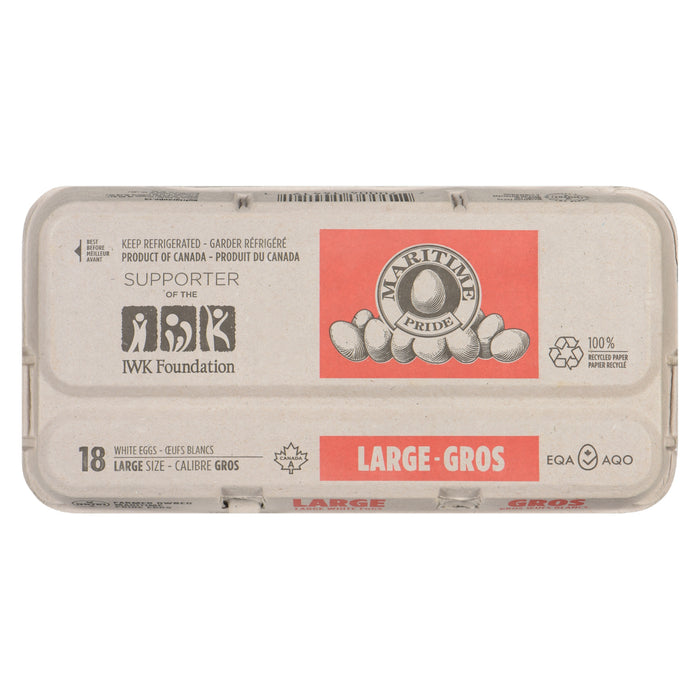 Maritime Pride White Eggs, Large, 18-Pack