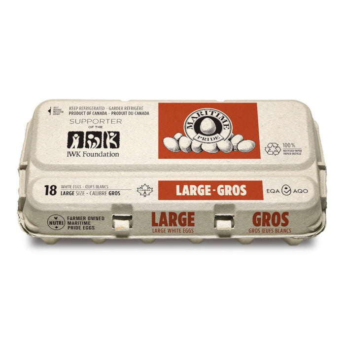 Maritime Pride White Eggs, Large, 18-Pack