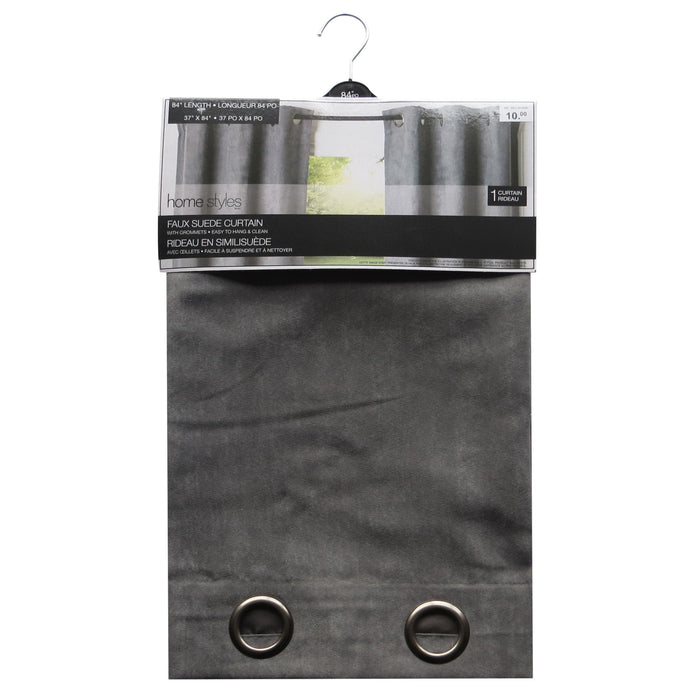 HomeStyles Faux Suede Curtain Panel with Grommets, 63-in, Charcoal, 1-Pack