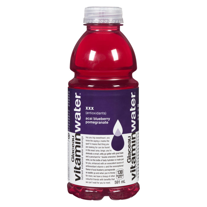Glacéau Vitaminwater Boisson à l'Eau Enrichie de Nutriments XXX Baie d'Açaï Bleuet et Grenade, 591 ml