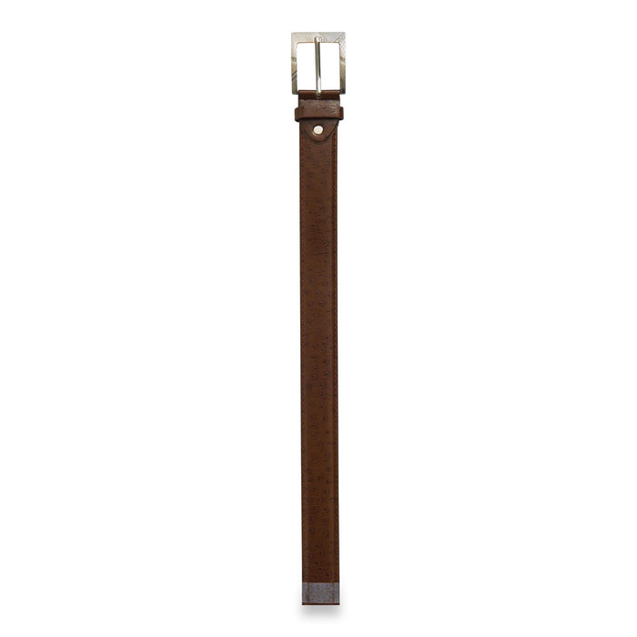 Men's Leather Belt with Mixed Metal Hardware, Brown