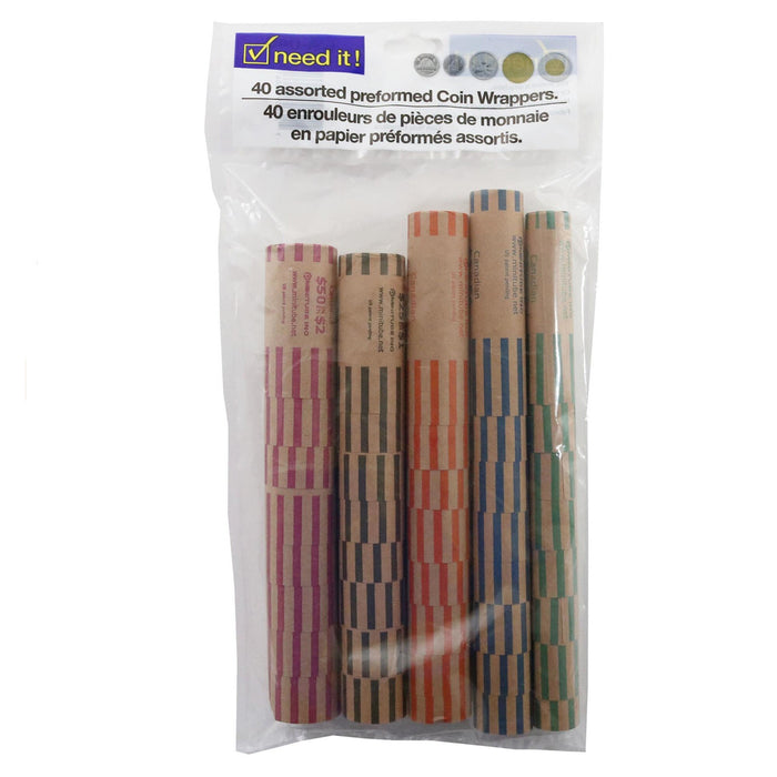 Rouleaux pour pièces de monnaie assortis - emb. de 40